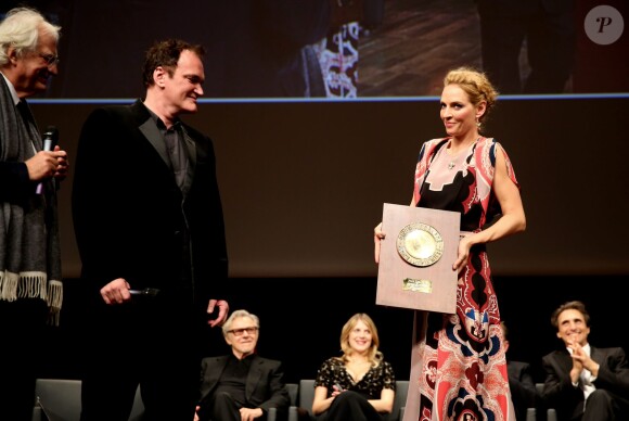 Quentin Tarantino et Uma Thurman - Remise du Prix Lumière à Quentin Tarantino lors du Festival Lumière à Lyon le 18 octobre 2013.