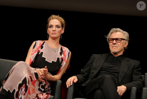 Uma Thurman et Harvey Keitel  - Remise du Prix Lumière à Quentin Tarantino lors du Festival Lumière à Lyon le 18 octobre 2013.
