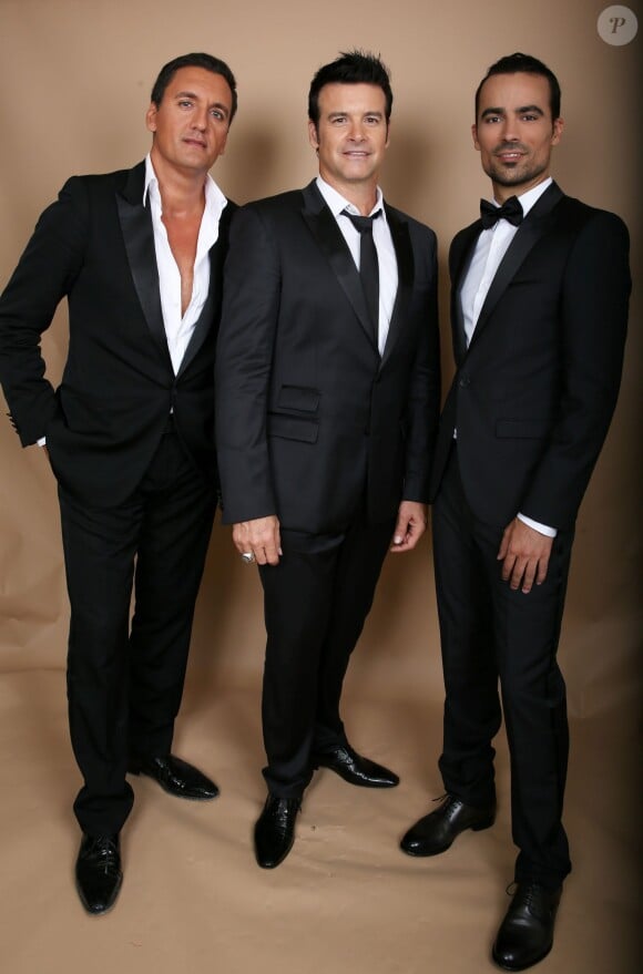 Exclusif - Dany Brillant, Roch Voisine et Damien Sargue prennent la pose pour la sortie de l'album "Forever Gentlemen" à Paris, le 30 septembre 2013.