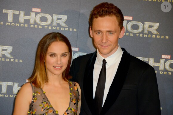 Natalie Portman et Tom Hiddleston à la première de Thor: Le Monde des Ténèbres au Grand Rex, Paris, le 23 octobre 2013.