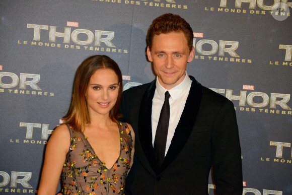 Natalie Portman et Tom Hiddleston à la première de Thor: Le Monde des Ténèbres au Grand Rex, Paris, le 23 octobre 2013.
