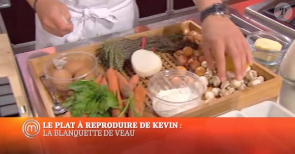 Kevin planche sur sa blanquette de veau (épisode 5 de MasterChef saison 4 - diffusé le vendredi 25 octobre 2013 sur TF1).