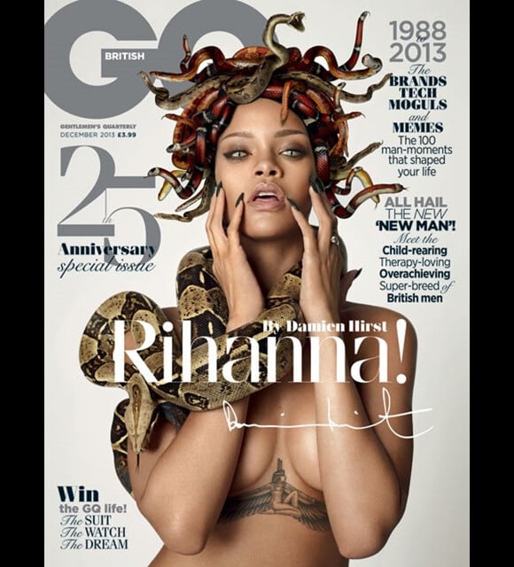 Rihanna par Damien Hirst en couverture du magazine britannique GQ pour le 25e anniversaire de l'édition