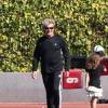 Exclusif - Rod Stewart joue au foot avec ses fils Sean (32 ans) et Alastair (7 ans) à Woodland Hills (Los Angeles), le 2 novembre 2013.