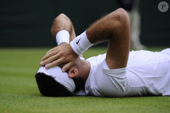 Juan Martin Del Potro, victorieux à Wimbledon en quart de finale au All England Lawn Tennis and Croquet Club in London, le 3 juillet 2013