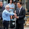Martin Scorsese et Matthew McConaughey sur le tournage d'une publicité pour Dolce & Gabbana à New York, le 13 juillet 2013.