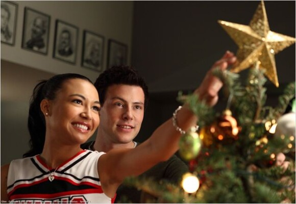 Naya Rivera et Cory Monteith dans Glee.