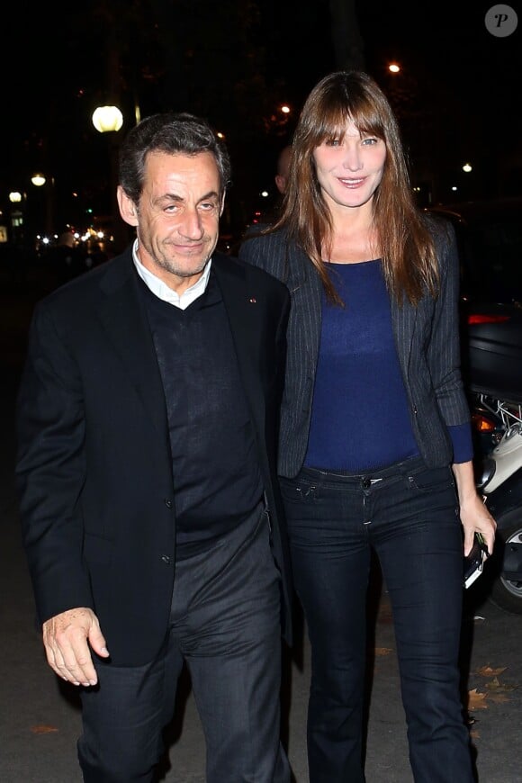 Exclusif Nicolas Sarkozy et Carla Bruni au restaurant 154 à Paris, le 11 octobre 2013