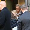 Les fils de Céline Dion et René Angélil, Nelson et Eddy, sortent de leur hôtel parisien, le 13 novembre 2013.