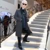Le créateur Karl Lagerfeld au vernissage de l'exposition Miss Dior au Grand Palais. Le 12 novembre 2013. L'exposition se tient du 13 au 25 novembre 2013