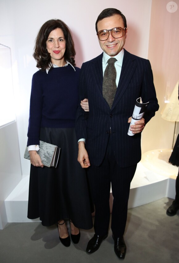 Vanessa Seward et son époux au vernissage de l'exposition Miss Dior au Grand Palais. Le 12 novembre 2013. L'exposition se tient du 13 au 25 novembre 2013