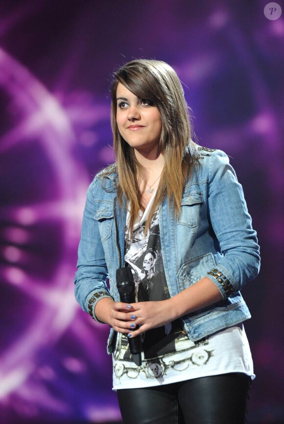 Marina D'Amico lors de la finale de X Factor 2011 en live lors du prime du 28 juin 2011.