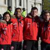 Les trois équipes qui participeront au trek organisé par l'association Walking With The Wounded au Pôle Sud à Trafalgar Square à Londres le 14 novembre 2013