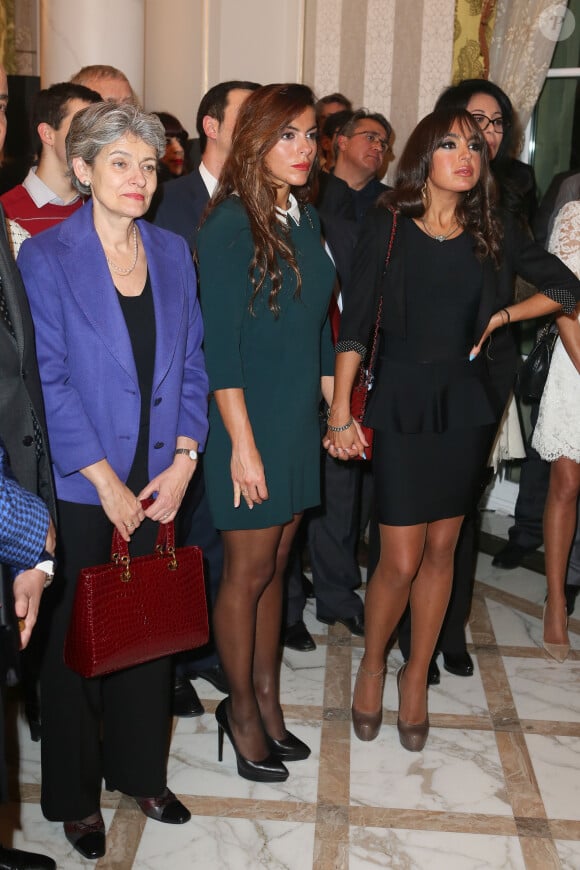 Exclusif - Irina Bokova (Directrice Générale de l'UNESCO), Arzu Alieva, Leyla Alieva au vernissage de l'exposition "Azerbaïdjan: Terre de Tolérance" à Paris, le 22 novembre 2013