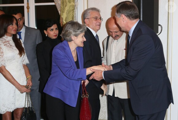 Exclusif - Irina Bokova (Directrice Générale de l'UNESCO), Jean-Marie Bockel au vernissage de l'exposition "Azerbaïdjan: Terre de Tolérance" à Paris, le 22 novembre 2013