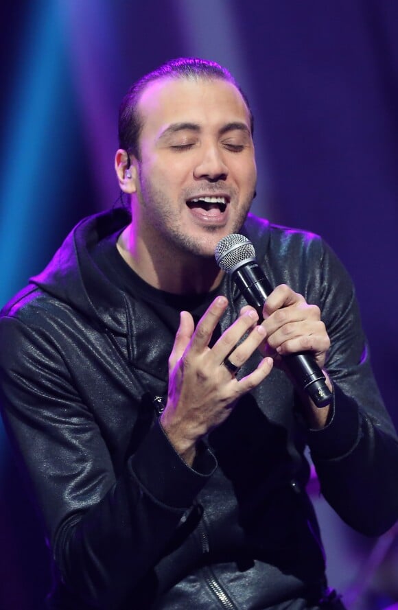 Exclusif - Merwan Rim lors de l'enregistrement de l'émission "La nouvelle génération chante Goldman" au Palais des Sports, qui sera diffusée sur TMC le 4 decembre 2013.