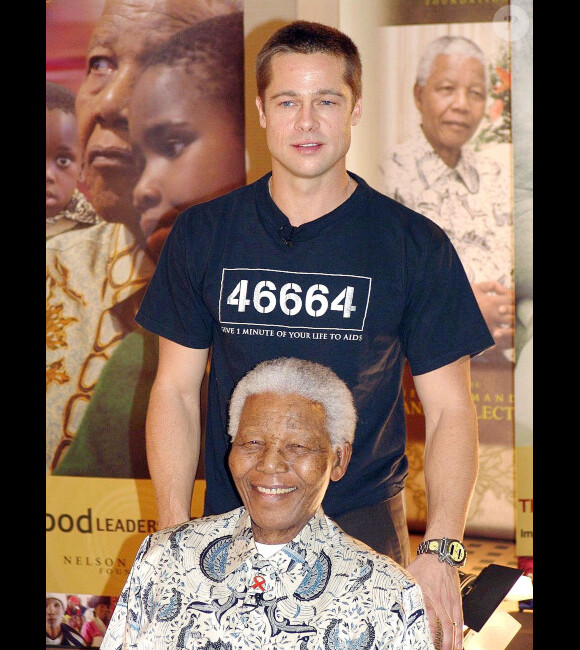 Nelson Mandela à Londres avec Brad Pitt en 2004