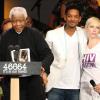 Nelson Mandela avec Will Smith et Annie Lennox lors du concert pour ses 90 ans à Hyde Park en 2008