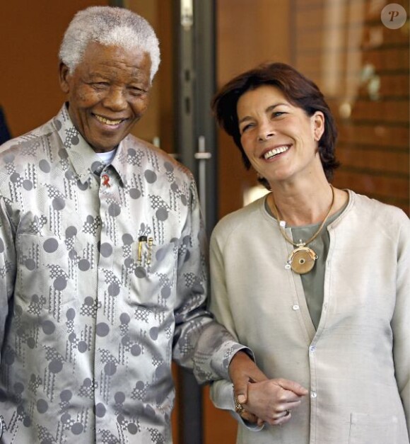 Nelson Mandela et Caroline de Hanovre en février 2007 à Gautang en Afrique du Sud