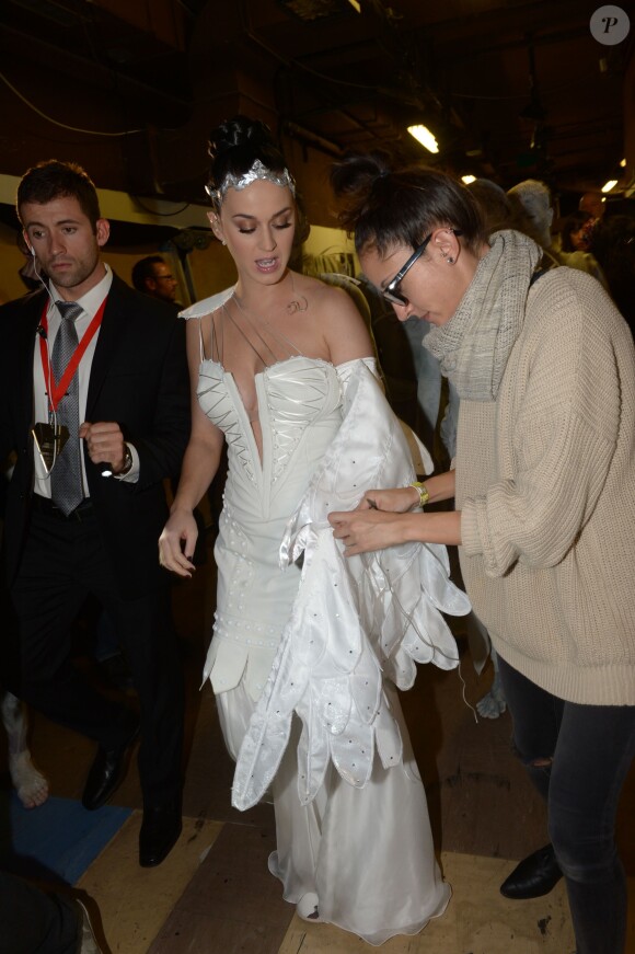 Katy Perry dans les coulisses des 15e NRJ Music Awards à Cannes, le 14 démcebre 2013.