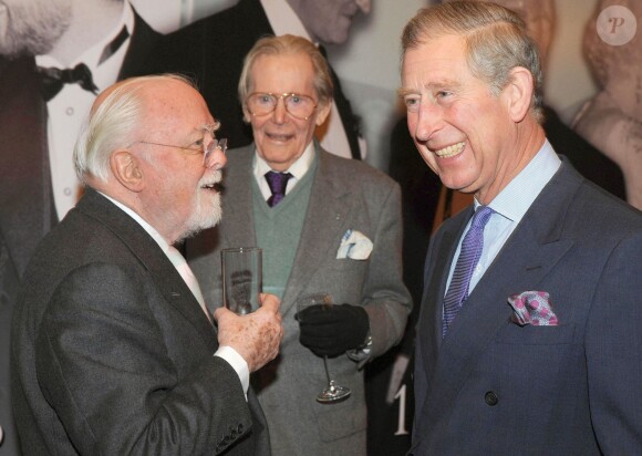 Richard Attenborough, Peter O'Toole et le prince Charles à Londres en février 2008.