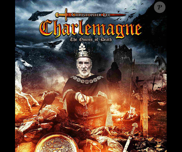 Christopher Lee sur la pochette de son groupe Charlemagne