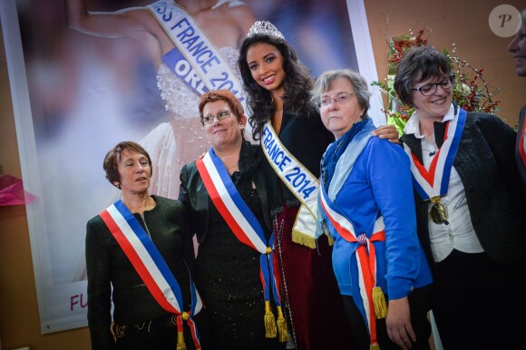 Miss France 2014 Flora Coquerel during a welcoming ceremony in her hometown Morancez, France, on December 18, 2013. Photo by Nicolas Gouhier/ABACAPRESS.COM19/12/2013 - Morancez