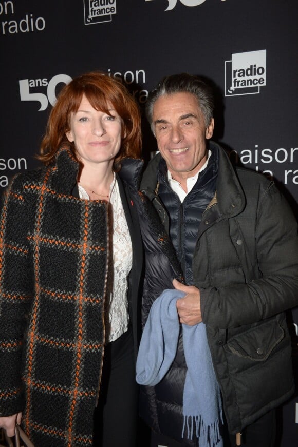 Exclusif - Gérard Holtz et sa femme Muriel Mayette lors du 50e anniversaire de la maison de la radio à Paris le 17 décembre 2013