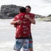Channing Tatum et Jonah Hill sur le tournage du film "22 Jump Street" sur la plage a Puerto Rico, le 11 decembre 2013.