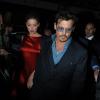 Johnny Depp avec sa compagne Amber Heard au C Restaurant à Mayfair, à Londres le 21 juillet 2013