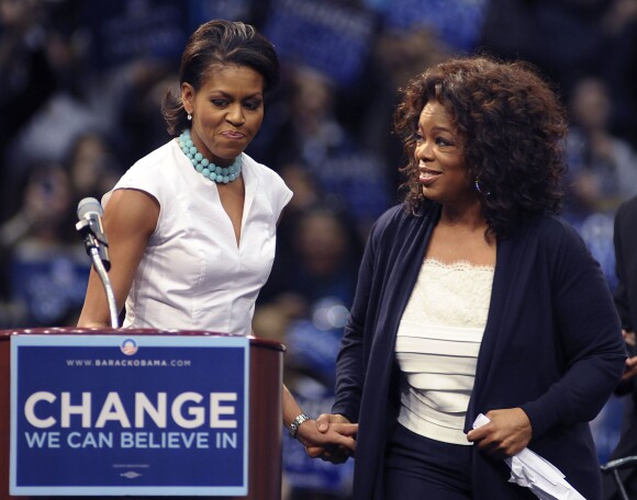 Michelle Obama et Oprah Winfrey à Los Angeles, le 3 février 2008.