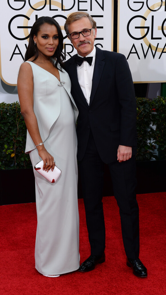 Kerry Washington et Christoph Waltz lors de la 71e cérémonie des Golden Globe Awards à Beverly Hills, le 12 janvier 2014.