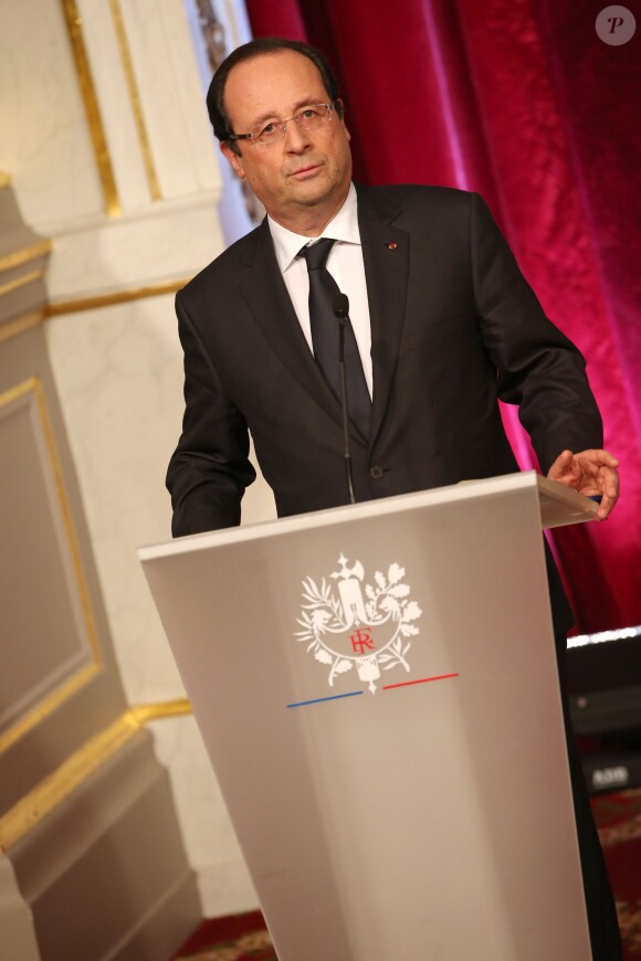 François Hollande lors d'une conférence de presse au Palais de l'Elysée à Paris, le 18 décembre 2013