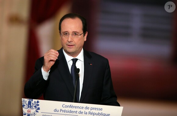 Le président Francois Hollande en conférence de presse au palais de l'Elysée à Paris le 14 janvier 2014.