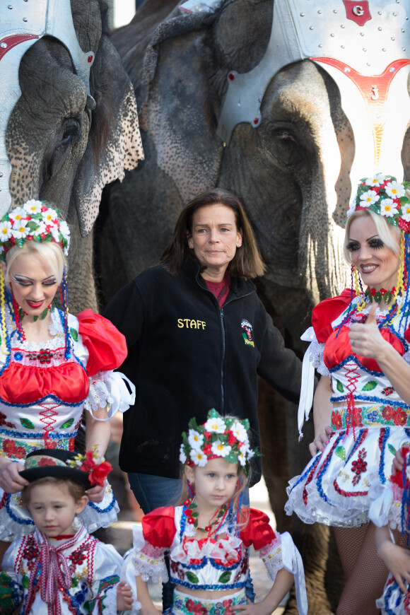 La princesse Stéphanie de Monaco lors de la présentation du 38e Festival International du Cirque de Monte-Carlo, le 15 janvier 2014, à la veille de l'ouverture de l'événement (16-26 janvier) sous le chapiteau Fontvieille.