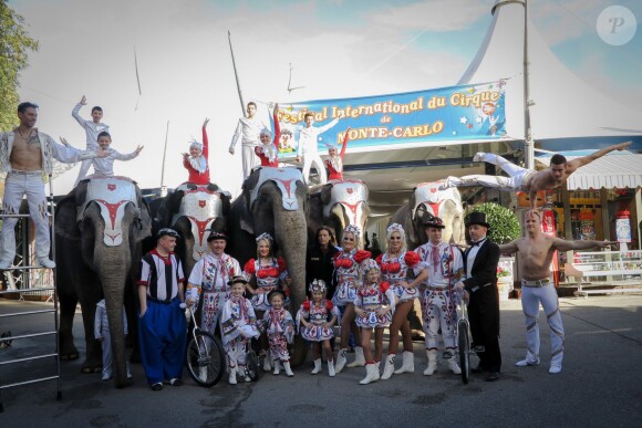 La princesse Stéphanie de Monaco lors de la présentation du 38e Festival International du Cirque de Monte-Carlo, le 15 janvier 2014, à la veille de l'ouverture de l'événement (16-26 janvier) sous le chapiteau Fontvieille.