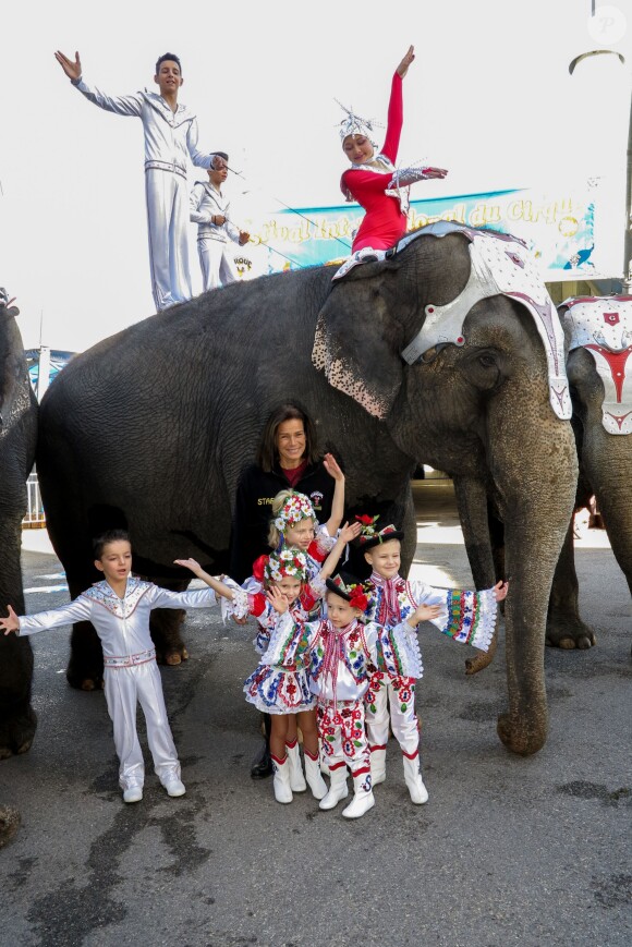 La princesse Stéphanie de Monaco lors de la présentation du 38e Festival International du Cirque de Monte-Carlo, le 15 janvier 2014, à la veille de l'ouverture de l'événement (16-26 janvier) sous le chapiteau Fontvieille.