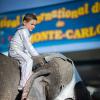 Image de la présentation du 38e Festival International du Cirque de Monte-Carlo, en présence de sa présidente la princesse Stéphanie de Monaco, le 15 janvier 2014, à la veille de l'ouverture de l'événement (16-26 janvier) sous le chapiteau Fontvieille.