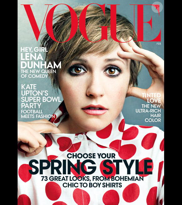 Lena Dunham en couverture du magazine américain Vogue, février 2013.