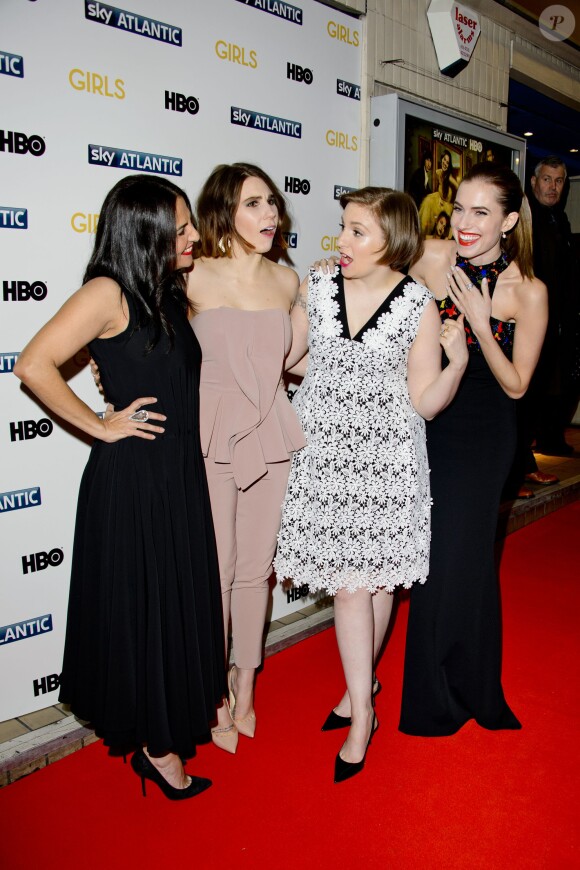 Jenni Konner, Zosia Mamet, Lena Dunham et Alison Williams à la première de la saison 3 de "Girls" à Londres, le 15 janvier 2014.