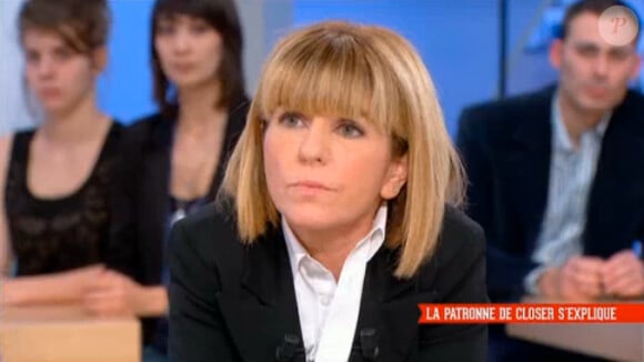 La journaliste Laurence Pieau, directrice de la rédaction de Closer, sur le plateau du Supplément sur Canal+, le dimanche 19 janvier 2014.