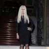Donatella Versace, prête à accueillir Lady Gaga, invitée star du défilé Atelier Versace printemps-été 2014 à la Chambre de Commerce et d'Industrie. Paris, le 19 janvier 2014.