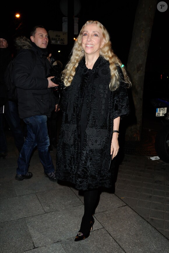 Franca Sozzani arrive à la Chambre de Commerce et d'Industrie pour le défilé Atelier Versace printemps-été 2014. Paris, le 19 janvier 2014.