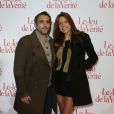 Jean-Pierre Martins et sa compagne Alexandra Genoves lors de l'avant-première du Jeu de la vérité au Gaumont Opéra Capucines à Paris le 20 janvier 2014