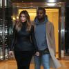 Kanye West et sa fiancée Kim Kardashian à Paris. Le 19 janvier 2014.