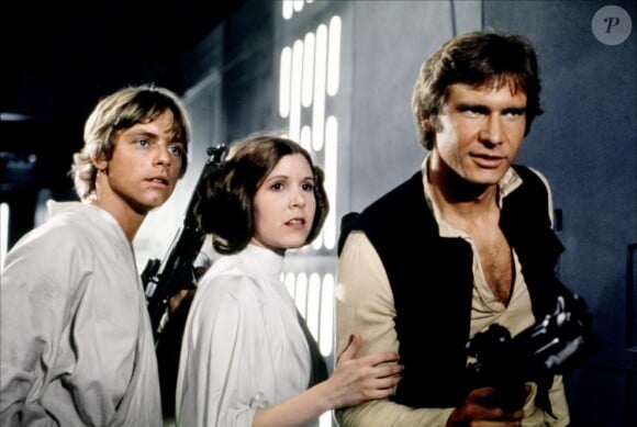 Mark Hamill, Carrie Fisher et Harrison Ford dans la première trilogie Star Wars.