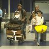 Kourtney Kardashian, Scott Disick et leurs enfants Mason et Penelope arrivent à l'aéroport de Los Angeles, en provenance du Mexique. Le 25 janvier 2014.