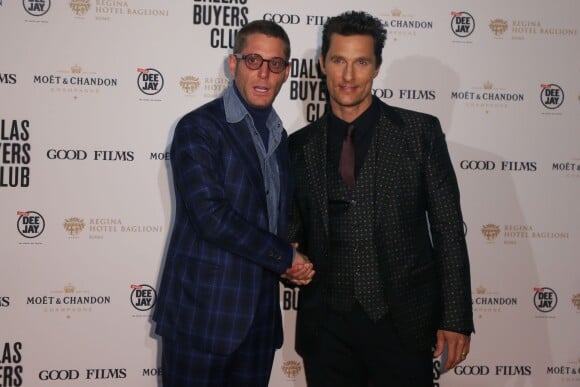 Lapo Elkann et Matthew McConaughey lors d'une première du film Dallas Buyers Club à Rome, le 27 janvier 2014.