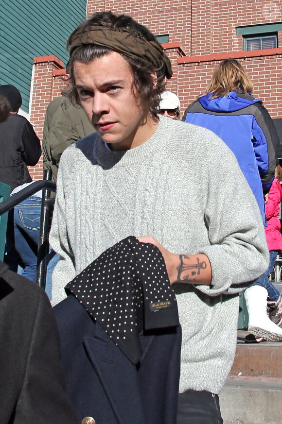 Harry Styles, membre du groupe One Direction, dans les rues de Park City à l'occasion du festival du film de Sundance. Le 18 janvier 2014.