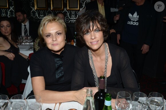 Muriel Robin et sa compagne Anne Le Nen chez Castel a Paris, le 5 mars 2013